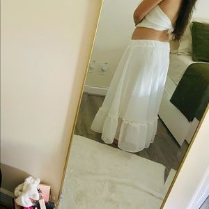 White top and mixi skirt set